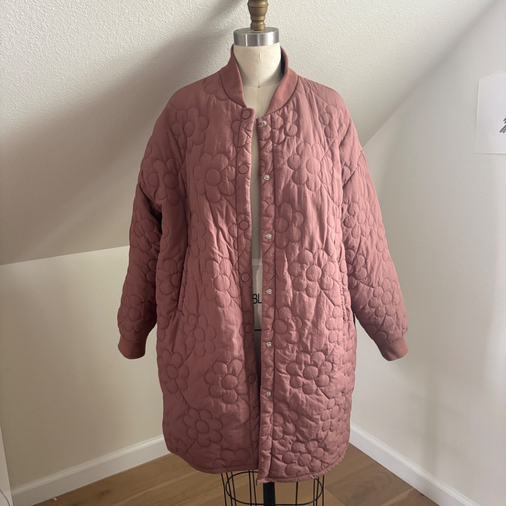 Petal Dew Flower Quilted Snap Front Jacket Size Medium